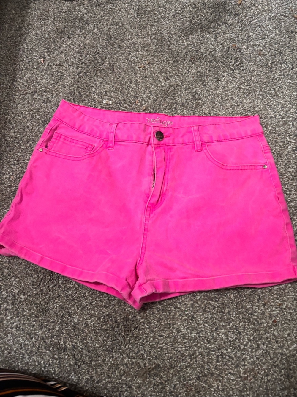 refuge Neon Pink High-Rise Denim Shorts